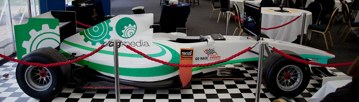 F1 Car Simulator COG media branding